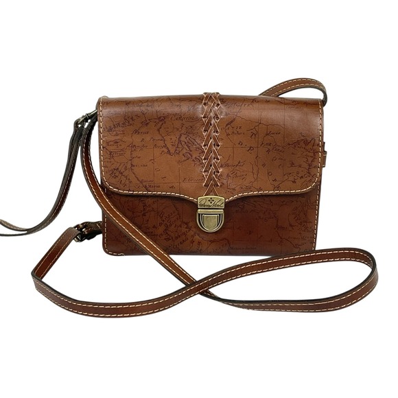 Patricia Nash Handbags - Patricia Nash Map Collection Crossbody Clutch Bag Leather Brass Travel Artisan